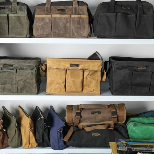 3-Pack Storage Tool Case Set, 13.8 x 7.8 x 7.8 Inches, Rectangular Waxed Canvas Fabric Collapsible Tool Bag with Handles for Tools,Wrench Set,Screwdrivers (Black) - color: Black