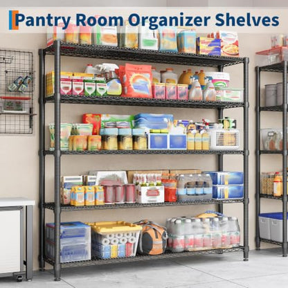 Garvee 3300LBS Metal Shelving with Wheels, Storage Shelves 73" Hx59 W - size: 73"H x 59"W x 17.1"D(5-Tier)