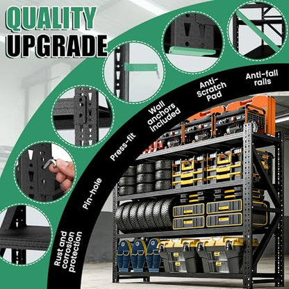 4-Tier Heavy Duty Garage Shelving,Industrial Shelving for Maximum Capacity,Garage Storage Racks Heavy Duty Steel Shelves,Ultra-Wide Metal Rack for 3‑Car Garages,Warehouses - size: 24"D*79"W*75"H