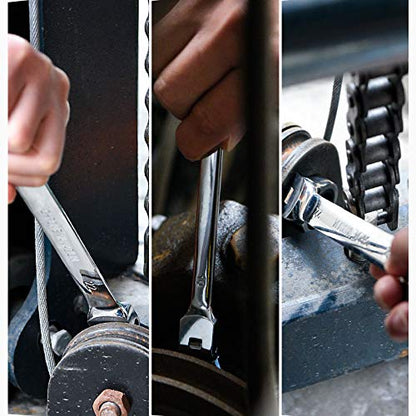 Qnkaa 8pcs Flexible Ratchet Wrenches Set SAE 5/16” to 3/4“ - size: SAE 8pcs