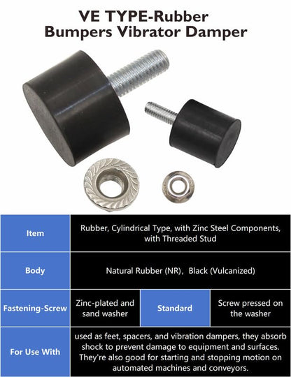 EASYEAH M4 Rubber Vibration Isolator Threaded Stud Shock Absorber - size: VE-M4x14-15x15