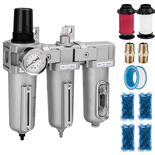 NANPU 1/2" NPT Air Compressor Filter Dryer Regulator - Industrial 3-Stage - size: 1/2" NPT, Auto Drain, style: 3 Stage