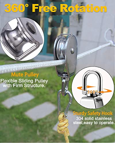 Rocaris 4 Pack 304 Stainless Steel M20 Single Pulley Block - size: 4*M20 Single