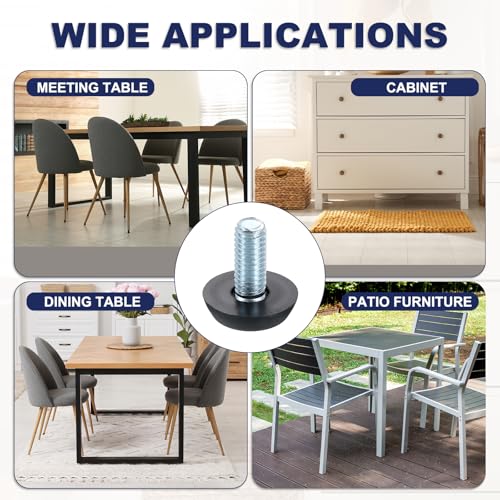 uxcell 20Pcs Adjustable Furniture Feet, 5/16"-19 Thread Galvanized Iron Screw Foot Levelers Screw on Furniture Glide Leveling for Table, Chair, Furniture Legs (Black) - size: 5/16"-19