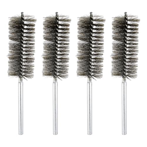 HARFINGTON 4pcs Wire Bore Brush Set 8 Inch Length 1.6 Inch Shank Stainless Steel Bristles Cleaning Brush for Clean Car Part Tube Kitchen Garage - size: 8 x 1.6 Inch