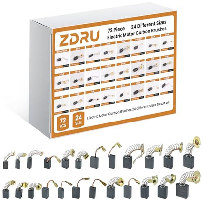 72Pcs 24 Different Sizes Electric Motor Carbon Brushes Set