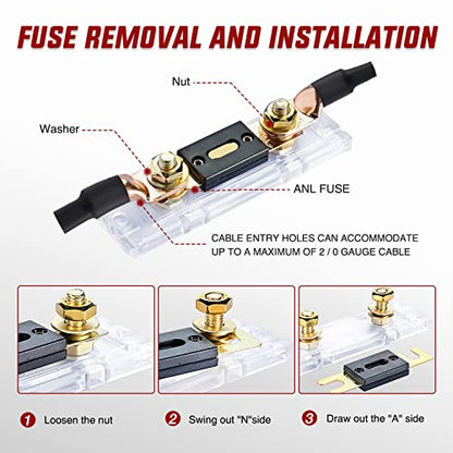 Nilight 2PCS 200A ANL Fuse Holder and ANL Fuses Electrical Protected - color: ANL Fuse, size: 200A