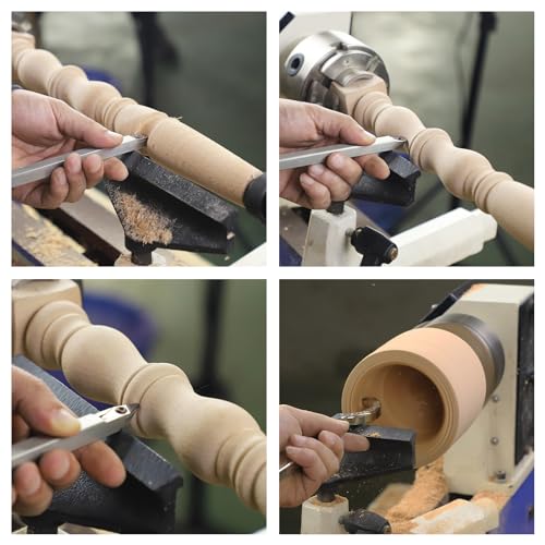 Full Size Carbide Tipped Wood Lathe Turning Tool Set with Rubber Handle