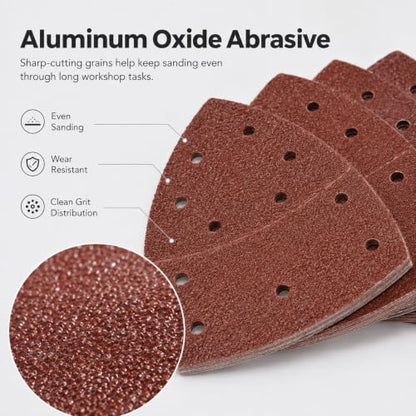 60Pcs Mouse Sander Sandpaper Assorted Grits,11Holes Detail Sander Sandpaper