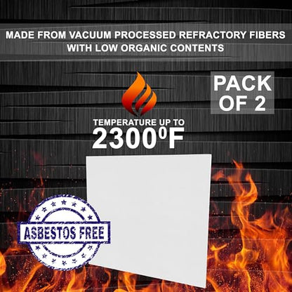 SIMOND Store Ceramic Fiber Board, 2300F Rated, 20" x 20" x 1" Thick, 2 Pack - size: 1" x 20" x 20" - 2 Pack