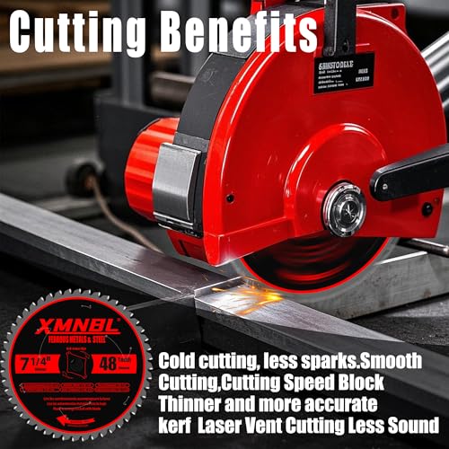 7 1/4 Inch Metal Cutting Saw Blade,Replace for Diablo D0748CF 7 1/4 Inch Metal and Stainless Steel Cutting Saw Blade,Compatible with 7-1/4 Inch Circular Saw,Cermet Carbide,5/8" Arbor,5X Longer Life - size: 7 1/4 Inch 48T Metal Chop Saw Blade
