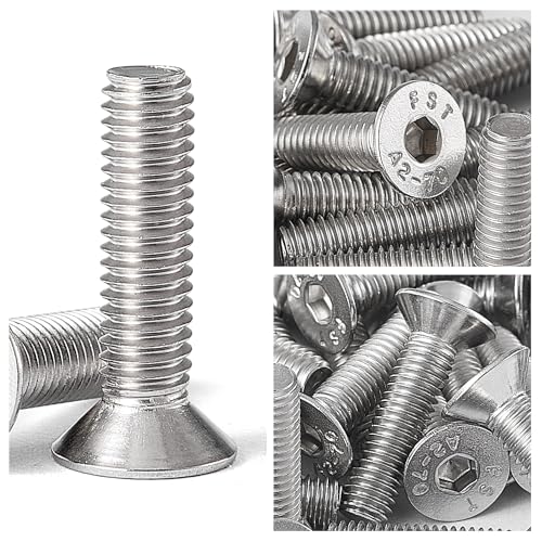 M6-1.0 x 45mm Flat Head Hex Socket Cap Screws Countersunk Bolts, 304 Stainless Steel, Metric Allen Socket Drive, Fully Threaded, Bright Finish, 30PCS - size: M6-1.0 x 45mm(30PCS)