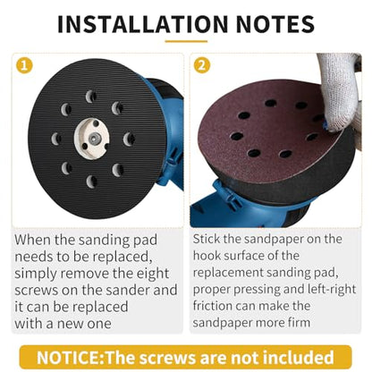 2PCS 5" Hook & Loop RS032 Hard Backing Sander Pad Compatible with Bosch Orbital 3107DVS 3725DEVS 1295DVS 1295DH Random Sander Replacement Parts