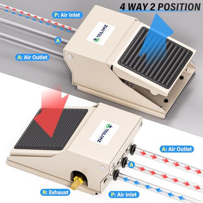 TAILONZ 1/4"NPT Pneumatic Foot Pedal Valve 4 Way 2 Position FV420 - size: 4 Way 2 Position