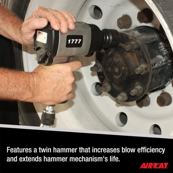 AIRCAT 1777 3/4" Impact Wrench, Twin Hammer Design, 1,400 ft-lb Max Torque