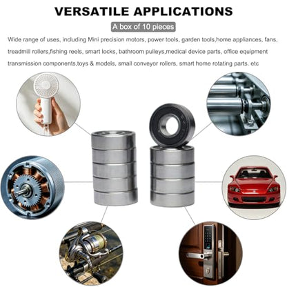 10 PCS R4-2RS Deep Groove Ball Bearings. Double Rubber Seal Bearings 1/4" x 5/8" x 0.196", Pre-Lubricated and Stable Performance (R4 RS)