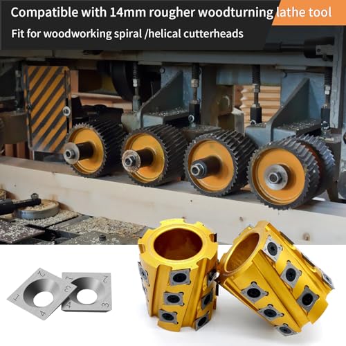 14×14×2mm Square Carbide Inserts for woodturning, Tungsten Carbide Inserts Set, Indexable Woodworking Cutter Fits Spiral Helical Planer Cutter Head or lathe Turning Tipped, with 10pcs Screws (M6*10)