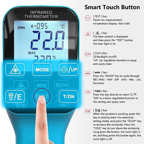 Infrared Thermometer Gun Rechargeable, -58℉~2912℉ High Temp Laser Industrial Thermometer, D:S=30:1 Touch Button Waterproof Pyrometer, Digital IR Temperature Gauge with Type-C Port (NOT for Human)