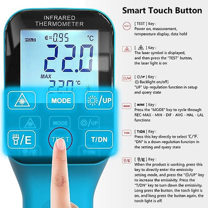 Infrared Thermometer Gun Rechargeable, -58℉~2912℉ High Temp Laser Industrial Thermometer, D:S=30:1 Touch Button Waterproof Pyrometer, Digital IR Temperature Gauge with Type-C Port (NOT for Human)