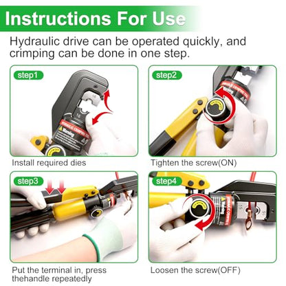 Twidec/230PCS Battery Cable Ends Kit and 10 Ton Hydraulic Crimping Tool - color: 231pcs