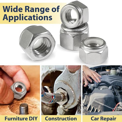 3/8-16 Lock Nut, 35Pcs Stainless Steel Nylock Insert Locking Nuts - size: 3/8"-16, 35 Pack