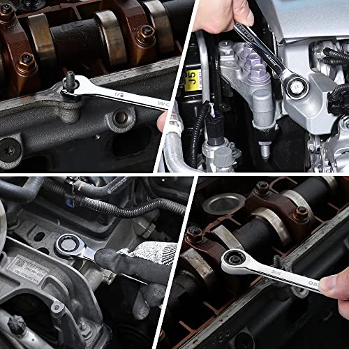WORKPRO 22 PCS Ratchet Combination Wrench Set with Tool Box, Mirror Polish - style: Regular & Polished