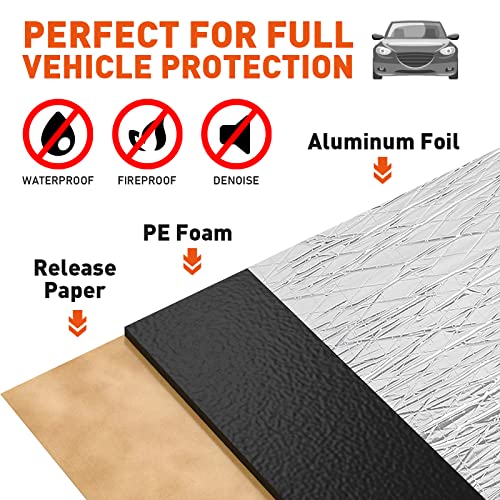 196 mil 37 sqft Car Sound Deadener Deadening Mat Audio Noise and Heat Shield Insulation Closed Cell Foam Dampening Material with Self Adhesive 29 PCS(15.7" × 11.8“)