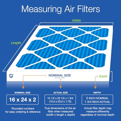 Nordic Pure 16x24x2 (15 1/2 x 23 1/2 x 1 3/4) Pleated MERV 7 Air Filters 3 Pack - style: MERV 7