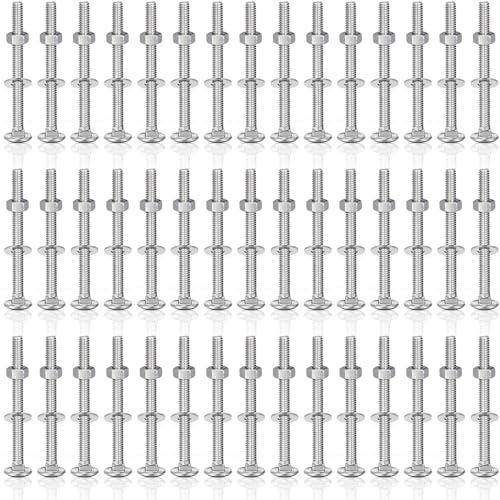 Zonon 50 Sets 1/4-20 x 3 Carriage Bolts and Nuts Kit,Silver - color: Silver, size: 1/4-20 x 3"