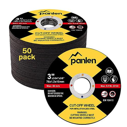 50 Pack 3 Inch Cutting Disc, 3/8" Arbor for Die Grinder & Angle Grinder - size: 3" x3/64 x3/8"