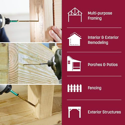 GRK Fasteners R4™ #9 x 2-1/2" Multi-Purpose Framing Screws, 900 PCS - size: #9x2-1/2" 900 count