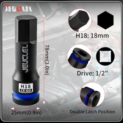 18mm Hex Impact Bit Socket, H18 1/2" Drive Allen Socket, Cr-Mo - size: 1PC | H18 18MM