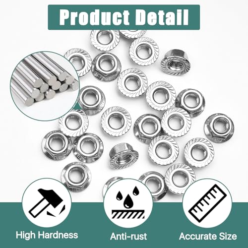 50 Pcs M10 x 1.5mm Flange Nuts,304 Stainless Steel Metric Serrated Flange Hex Flange Nuts, Bright Finish Lock Nuts,Silver (Pack of 2) - size: M10 x 1.5, 10mm, 10mm (Pack of 2)