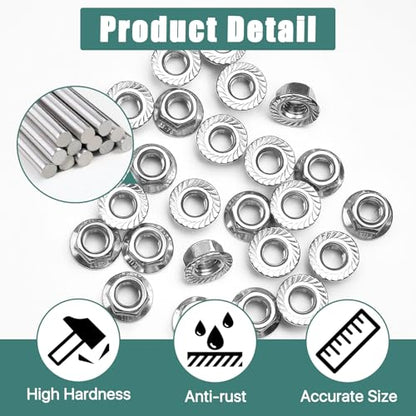 50 Pcs M10 x 1.5mm Flange Nuts,304 Stainless Steel Metric Serrated Flange Hex Flange Nuts, Bright Finish Lock Nuts,Silver (Pack of 2) - size: M10 x 1.5, 10mm, 10mm (Pack of 2)