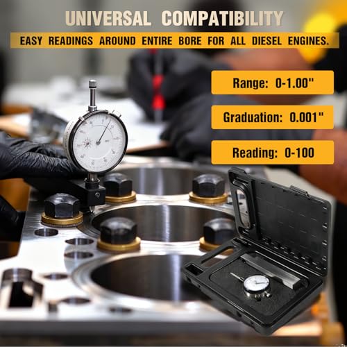 6434 Sleeve Height and Counter Bore Gauge for All Diesel Engines, Cylinder Bore Gauge Range: 0-1.00", Graduation: 0.001", Reading: 0-100