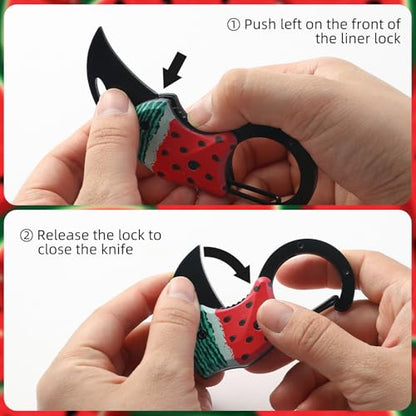Small Pocket Knife for Women Men, Cute Folding Knife Box Cutter, Mini EDC Knives for Everyday Carry, Folding Utility Knife with Unique Watermelon Design, Ideal Gifts for Men and Women - color: Watermelon