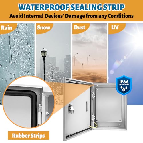 Outdoor Electrical Box 24x16x10 NEMA 4X Waterproof Junction Box - size: 24 x 16 x 10''