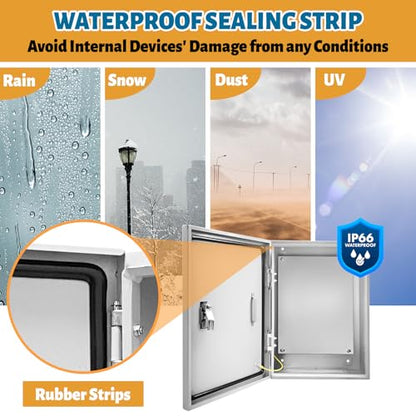 Outdoor Electrical Box 24x16x10 NEMA 4X Waterproof Junction Box - size: 24 x 16 x 10''