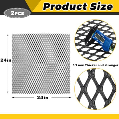 Gisafai 2 Pcs 24" X 24" X 9 Gauge Steel Expanded Metal Sheet, Black - color: Black, size: 24" X 24" X 9 Gauge