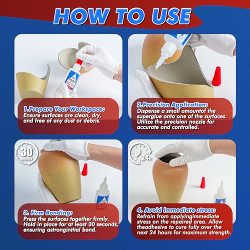 Ceramic Glue 1.23OZ, Ultra Strong Waterproof Heat-Resistant Clear Adhesive
