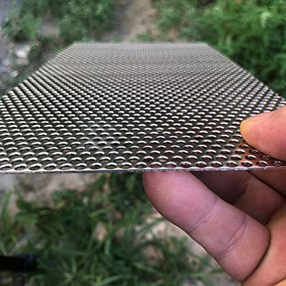19 Gauge Perforated Metal Sheets 11.8"x5.9" Expanded Metal Mesh Opening 32% Hole 3mm 0.12"(About 1/8") Perforated Stainless Steel Sheet 304 Stainless Steel Mesh Screen Panel Decorati Plate - size: 11.8" X 5.9"