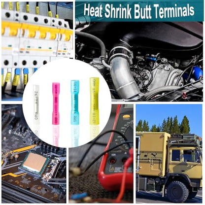 120PCS Heat Shrink Butt Connectors, 26-24 AWG White Wire Terminals - size: 26-24AWG(120pcs)