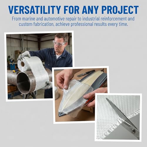 1708 Biaxial Fiberglass Cloth Tape 5" x 10 Yards (30 ft) | 17 oz Biaxial + 0.75 oz Mat | for Marine & Auto Repair, Seams, High-Strength Reinforcement - size: 5“ x 30ft
