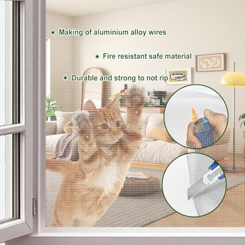 Aluminum Window Screen mesh, 4'x100' Replacement Mosquito Net Roll, Silver - color: Silver, size: 4'x100'