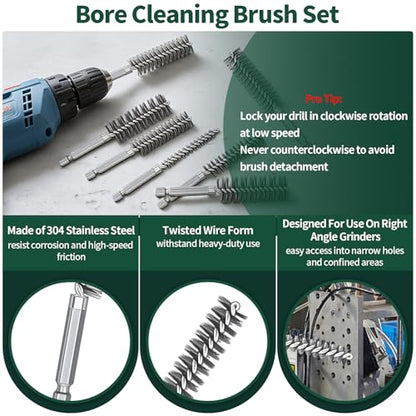 Yuahar 14Pcs Wire Wheel for Drill 1/4 Inch Hex Shank, Wire Cup Brush, Bore Cleaning Brushes, Nylon/Brass/Stainless Steel Bristles for Scrubbing Cleaning Rust, Dirt & Paint