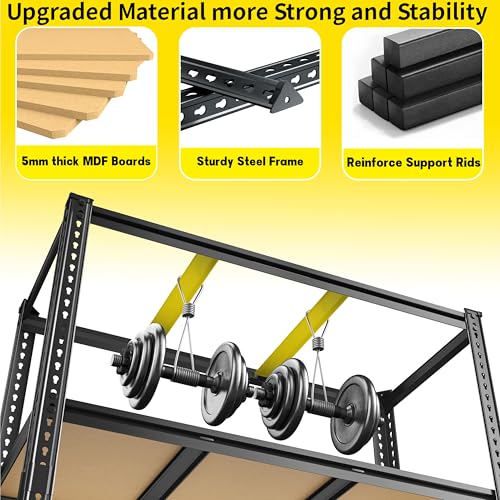 ROOMFAVE 48" W Garage Shelving Heavy Duty 2800LBS,5 Tier, Black, Industrial - size: 72" H x 48" W x 18" D