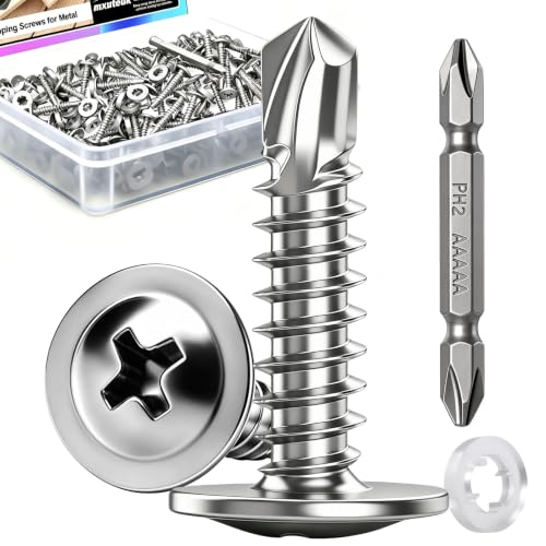 mxuteuk 340PCS #10×3/4" Self Drilling Screws, 410 Stainless Steel - size: SV #10×3/4"
