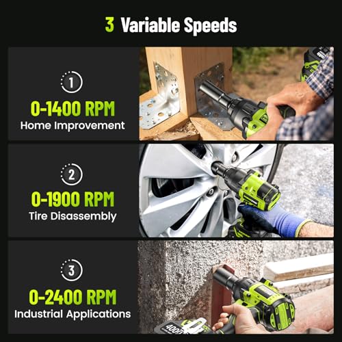 Robustrue 1600N.m (1180ft-lbs) Cordless Impact Wrench, 1/2 High Torque Brushless Impact Gun, 2400RPM Power, 2 x 4.0Ah Batteries, Fast Charger, Impact Wrench for Heavy Duty Truck RV Mower