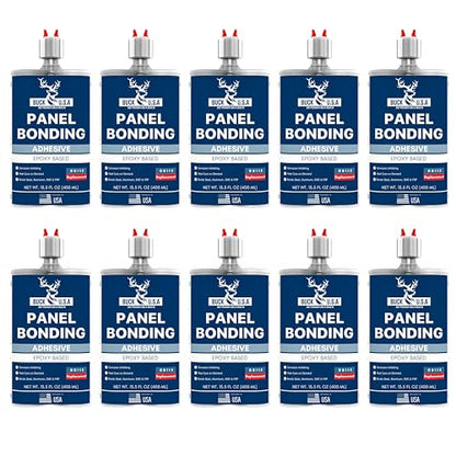 10 Pack Buck Panel Bonding Adhesive, Two-Part Epoxy, 400 ml/13.5 fl oz Cartridge, 08115 Replacement, Heavy Duty Metal Glue for Automotive Use, Bonds w/Steel, Aluminum, Plastic, OEM Recommended, Black - size: Panel Bond (400ml), style: 10 Pack