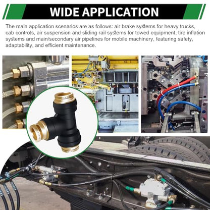 1/4" DOT Air Brake Line Tee Fittings 3PCS, Quick Push To Connect - color: 1/4" * 1/4" * 1/4" 3PCS